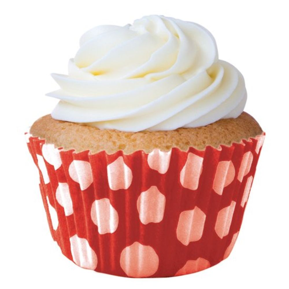 Forminha De Mini Cupcake Vermelho Poa Branco 45 Unidades