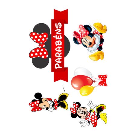 Kit Topper de Bolo Minnie Vermelha - Lojas Brilhante