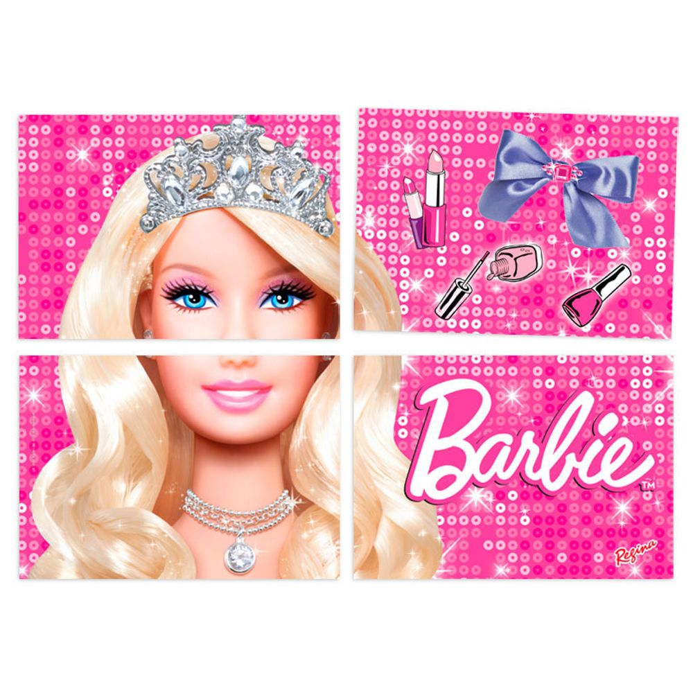 Painel 4 Lâminas Barbie Regina - Lojas Brilhante